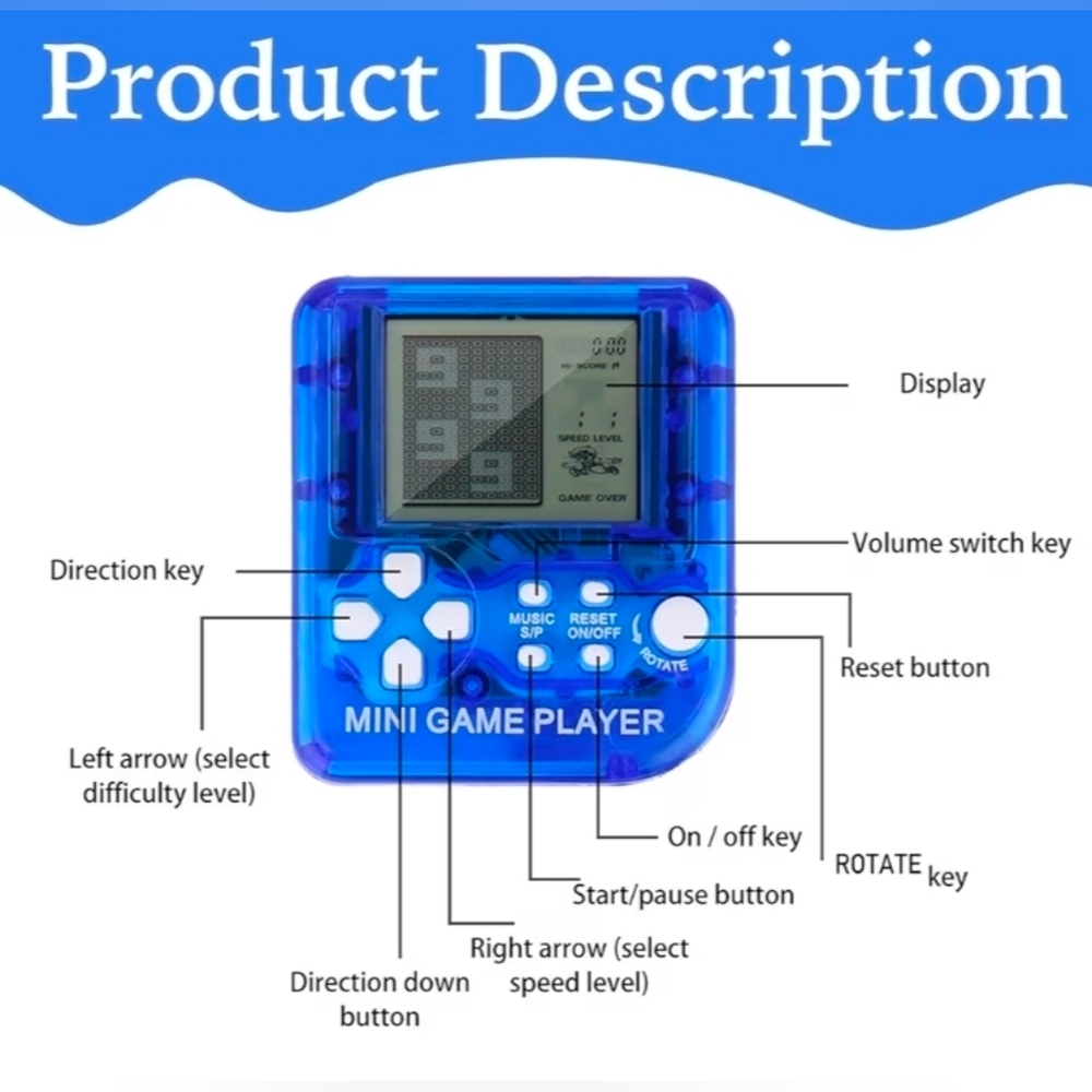 Mini Game Player Keychain Blue
